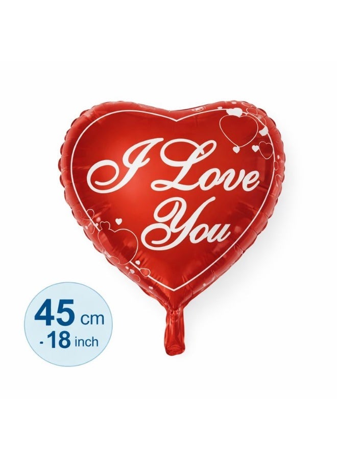 بالون فويل قلب مكتوب I Love You باللون الأحمر 18 إنش – زينة عيد الحب - Image 1